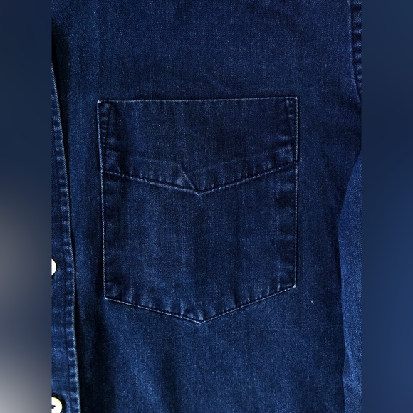 Everlane The Square Jean Denim Button Down Shirt in Dark Indigo Wash Size XS - Picture 7 of 12
